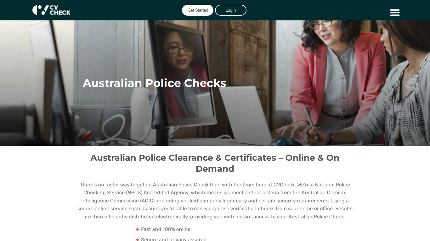 Australian Police Checks & Clearances | Fast, Online Services - CVCheck